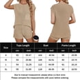 thumbnail image 2 of Bermudas Conjunto de blusa y pantalones cortos para mujer, 2 uds., camisa de punto y pantalones cortos, trajes de punto informales de verano Ygjytge Caqui T XL para Mujer, 2 of 9