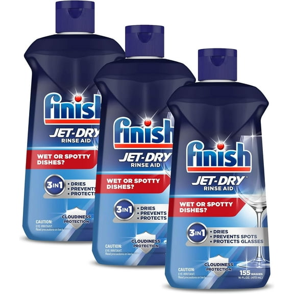 Finish Jet Dry Dishwasher Rinse Aid 16 oz ( Pack of 3)