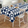 thumbnail image 4 of Bohemia Rectangle Tablecloth, Minimalist Geometric Pattern Abstract Dark Blue Waterproof & StainResistant Tablecloth, Washable Oil-proof Table Cover for Dining/Party/Wedding/Camping/Buffet 54x108 In, 4 of 9