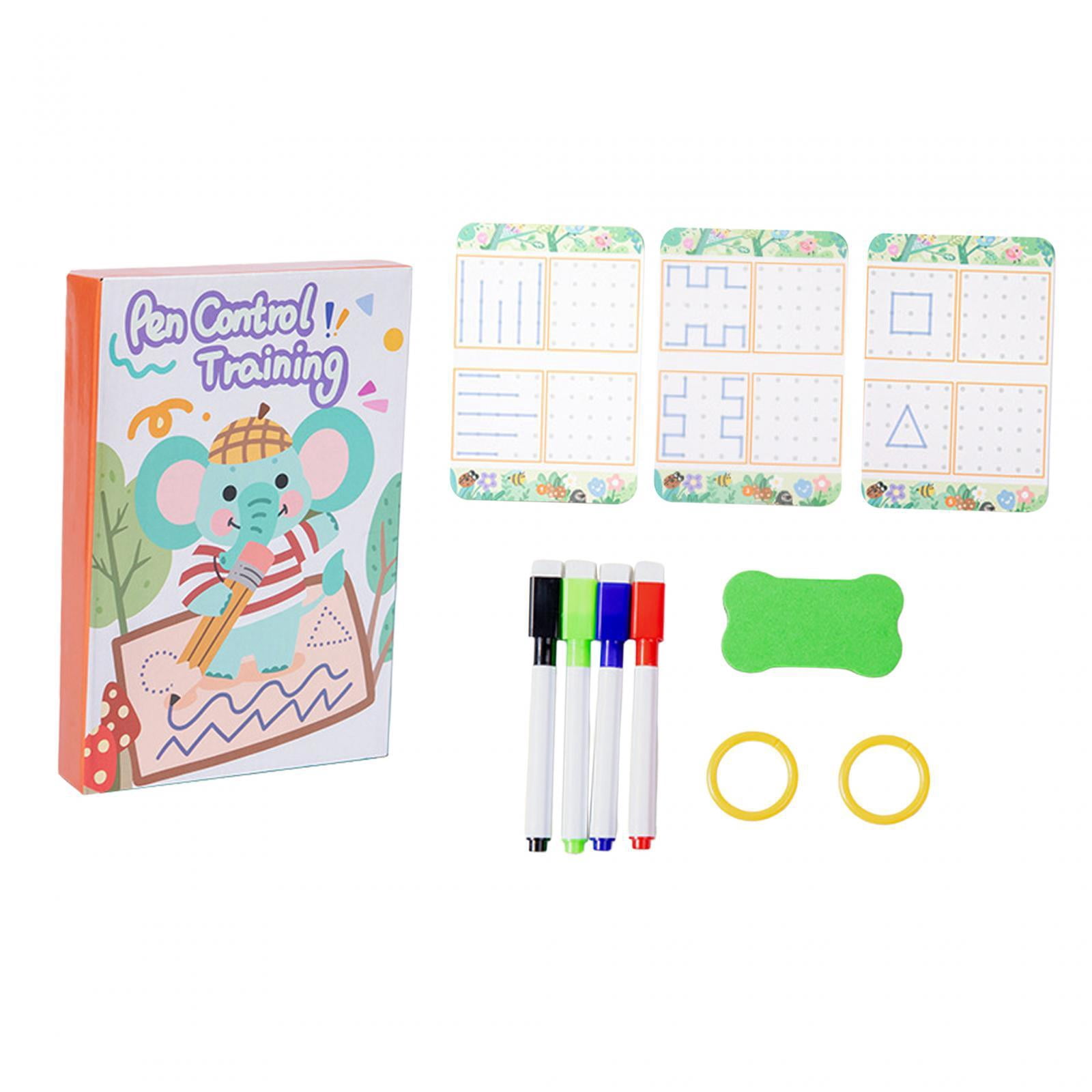 Libro De Escritura Reutilizable Para Niños – Cuaderno De Trazos Borrables Con Bolígrafos Y Borrador, 4 Niveles De Aprendizaje