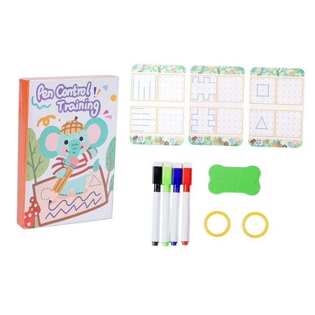Cuaderno de práctica reutilizable, cuaderno de práctica de trazado de letras, trazado preescolar Elefante