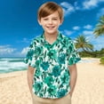 thumbnail image 2 of GNFQXSS Kids Tropical Floral Graphic Short Sleeve Button Up Shirt Relaxed Lightweight Breathable Comfortable Casual Beach Vacation Wear Green 6 Years, 2 of 9