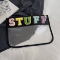 thumbnail image 1 of Bolsas de cosméticos transparentes con letras de chenilla para mujer, Bolso de maquillaje de aperitivos de PVC (cosas negras), 1 of 8