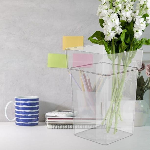 Jarrón de flores con forma de cubo para centros de mesa versátiles, transparente, para hoteles, tiendas y bodas. M