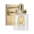 thumbnail image 3 of Calhoun Collection One-Light Vintage Brass Clear Glass Farmhouse Bath Vanity Light, 3 of 10