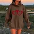 thumbnail image 2 of Women's Fall Fashion Hoodies Hooded Sweatshirts Casual Loose Heart Printed Outdoor Hoody Jackets Round Neck Long Sleeve Hoodie Pullover Winter Outwears with Pocket, 2 of 4