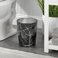 thumbnail image 2 of mDesign Small Round Metal 1.7 Gallon Wastebasket/Recycling Can, Black Marble, 2 of 5
