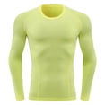 thumbnail image 1 of Lovzfmll Haut de Compression à Manches Longues Couleur Unie Mode Décontractée pour Hommes, Couche de Base Haute Élasticité Sport de Course en Plein Air Jaune, 3TG, 1 of 2