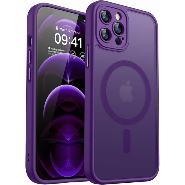 Funda Mate Magnética, Protección Completa de Cámara, Morado Intenso, iPhone 12 Pro