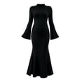 thumbnail image 2 of Taqqpue Long Sleeve Knit Maternity Dress Under $20 Pregnant Clothes for Women Long Ruffle Sleeve Ruched Bodycon Dress Pregnancy Clothes, 2 of 10
