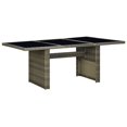 thumbnail image 1 of vidaXL Table de Jardin Brun en Rotin Poly et Verre Trempé, 1 of 4