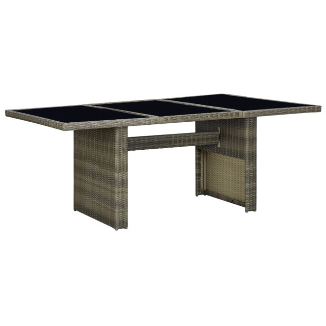 vidaXL Table de Jardin Brun en Rotin Poly et Verre Trempé