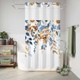 thumbnail image 6 of No Hook Shower Curtain, Orange Blue Botanical Shower Curtains for Bathroom with See Through Top Window, Weeping Fall Eucalyptus Leaves Waterproof & Washable Bath Curtain Small Stall 36"x78", 6 of 9