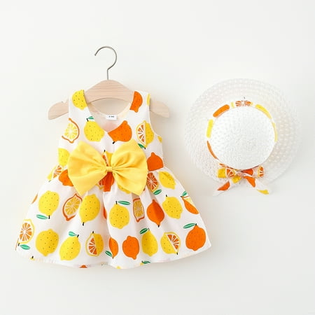 

PatPat Newborn Baby Girl Floral Princess Dress+Hat Set Toddler Summer Outfits Beach Swing Sundress Sleeveless Strap Backless Caual Dress with Straw Hat Cute Cotton Birthday Party Dresses 0-3T