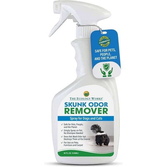 Skunk odor remover for dogs & pets| Spray on your Pet, Clothing, Furniture, Carpet| No Masking of Odor, Works on contact| Made in USA- 32 Ounces