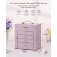 thumbnail image 2 of Joyero Home de piel sintética con espejo y candado (gris morado), 2 of 9
