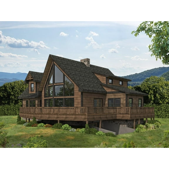 001-3442: A-frame Cabin 3 Bed, 4 Bath Luxury Home Plan, 5690 Sq Ft: Full Blueprints with License to Build by Home Plan Marketplace - Lesuto