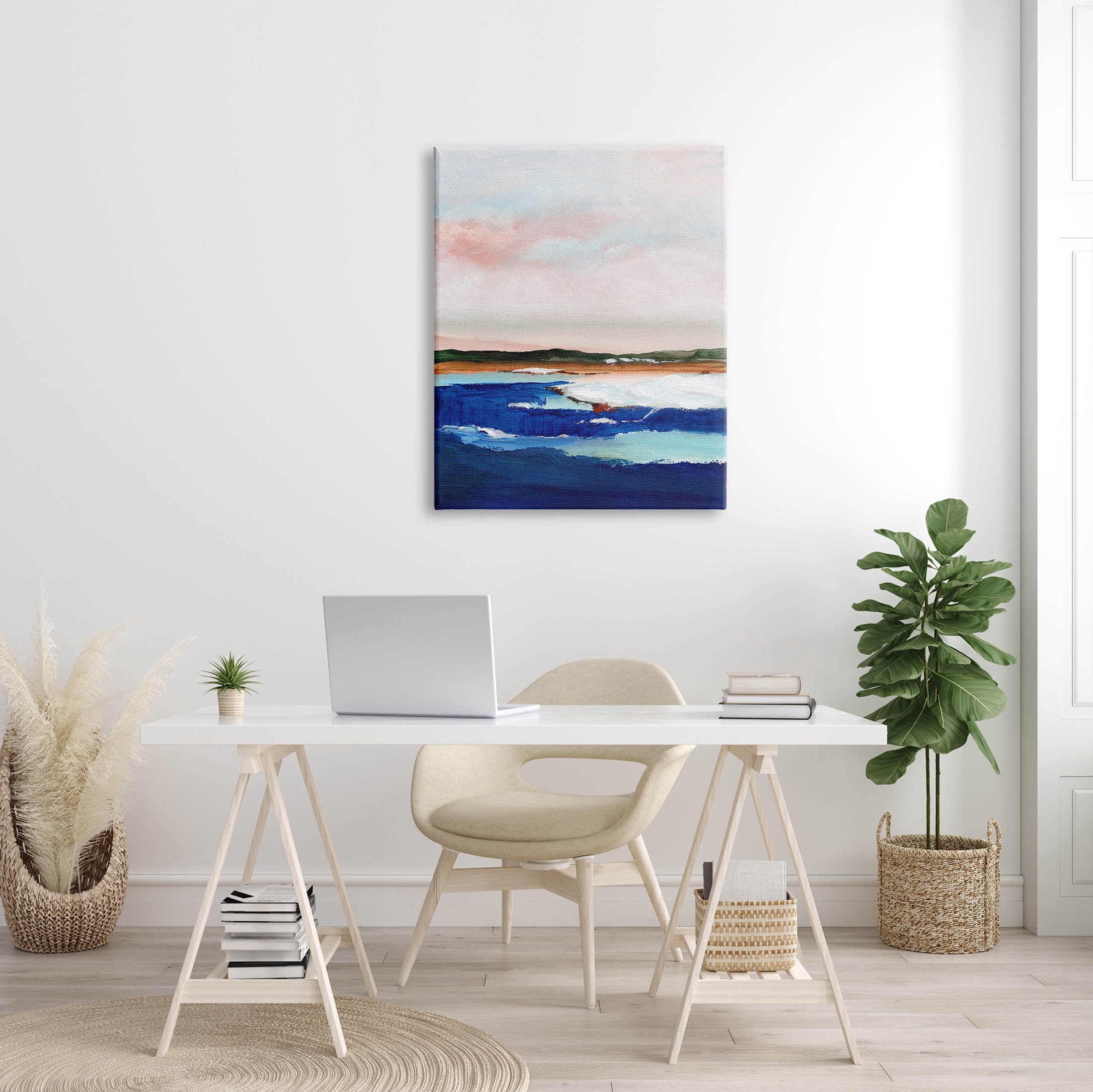 Stupell Industries Distant Land Ocean Waves Painting Painting Gallery Wrapped Canvas Print Wall Art, Design by Nikita Jariwala