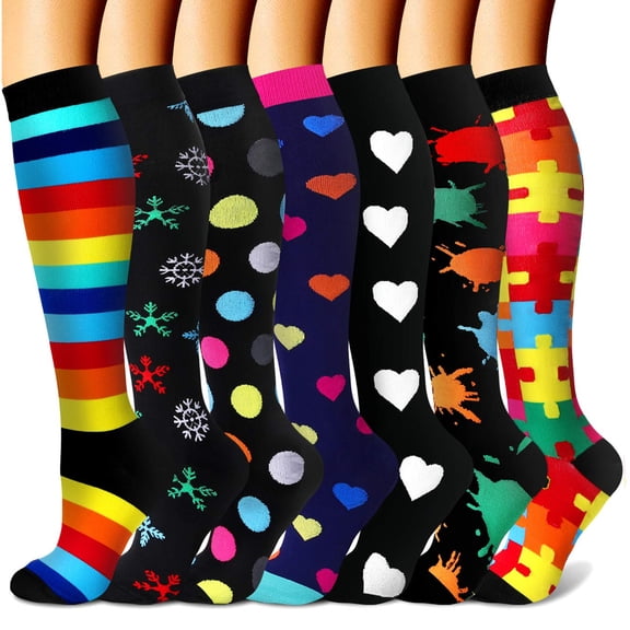 6 Pairs Copper Compression Socks for Women & Men Circulation 15-20 mmhg - Better Blood Flow, Swelling, Best Support for Medical, Running, Nursing