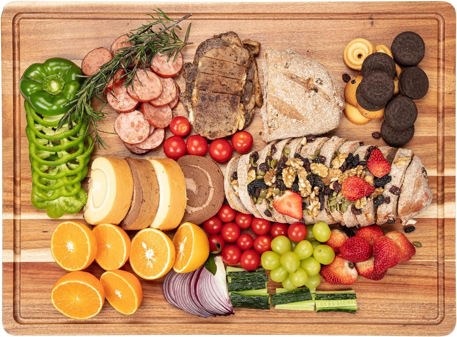 Cutting Boards 1.5" Thicker, 20x15 Inch Extra Large Acacia Wooden Cutting Board for Kitchen,Edge Grain Wood Chopping Board with Juice Groove and Handles,Pre-Oiled Carving Tray for Meat & Cheese
