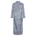 thumbnail image 3 of QLEICOM Women's Casual Turn-down Collar Shirt Dresses Long Sleeve Button Down Long Dress Bohemian Floral Mid Waist Dress with Pockets Summer Beachwear Temperament Maxi Dress Light Gray M, 3 of 5