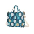 thumbnail image 7 of FORMRS Womens Corduroy Tote Bag Crossbody Shoulder Handbag with Pocket, Blue White Geometric Patterns, 7 of 7