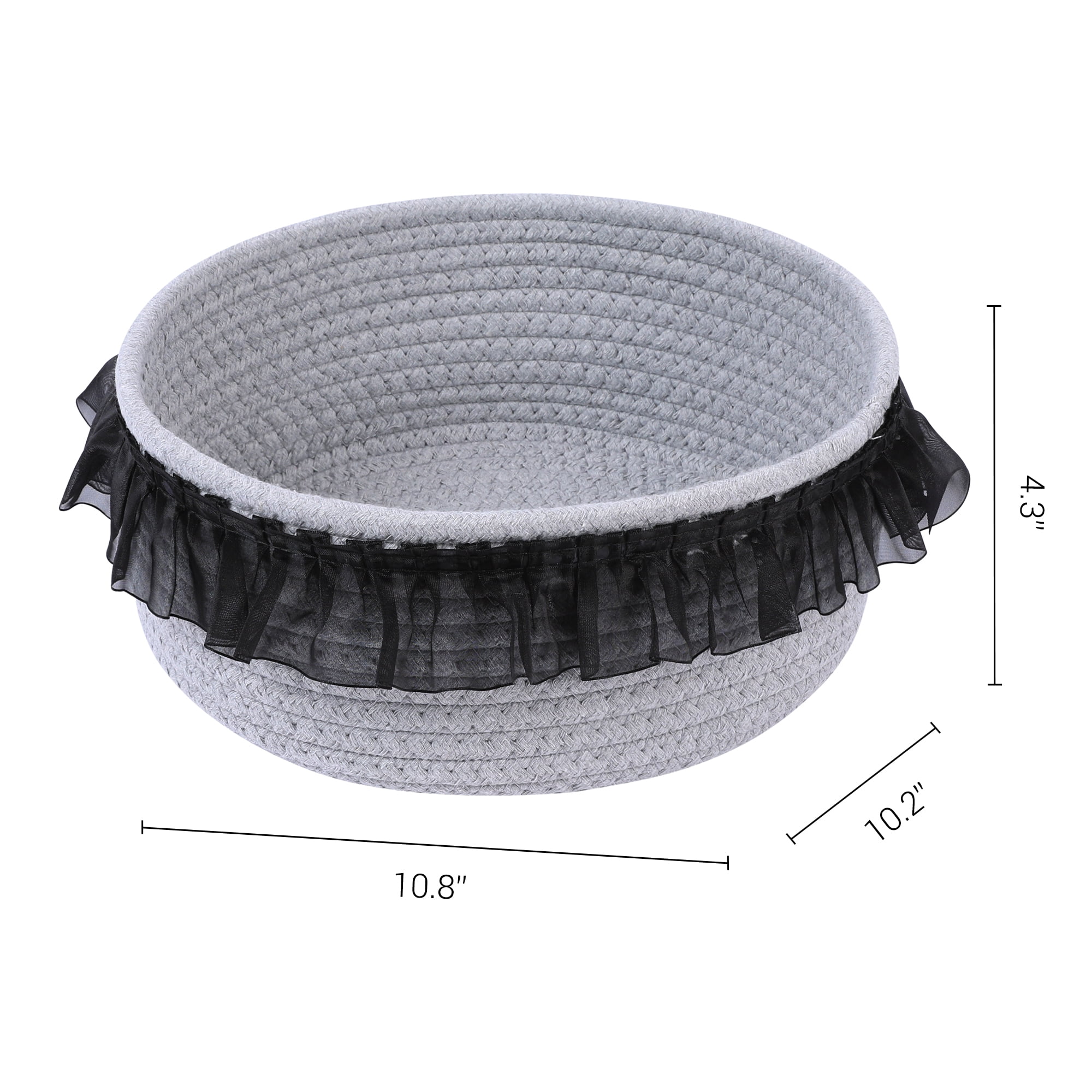 Unique Bargains Woven Storage Basket for Entryway Desk Gray/Black 10.8*10.2*4.3in