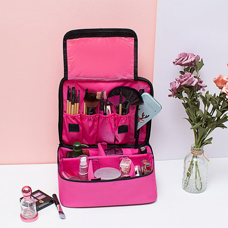 Makeup Bag, Portable Cosmetic Bag, Large Capacity Travel Makeup Case  Organizer, Black Makeup Bags For Women Toiletry Bag For Girls Traveling  With Handle And Divider - Temu Australia