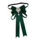 thumbnail image 5 of Pajarita de mujer para camisa, uniforme, accesorios de ropa, pajarita con pedrería Verde profundo, 5 of 9
