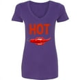 thumbnail image 2 of Pepper Red Lips Sexy Hot Printed VNECK Lady T-Shirt Short Sleeve T-Shirt Soft and Comfy Shirt, Lightweight Shirt Tee Color Purple X-Large, 2 of 3