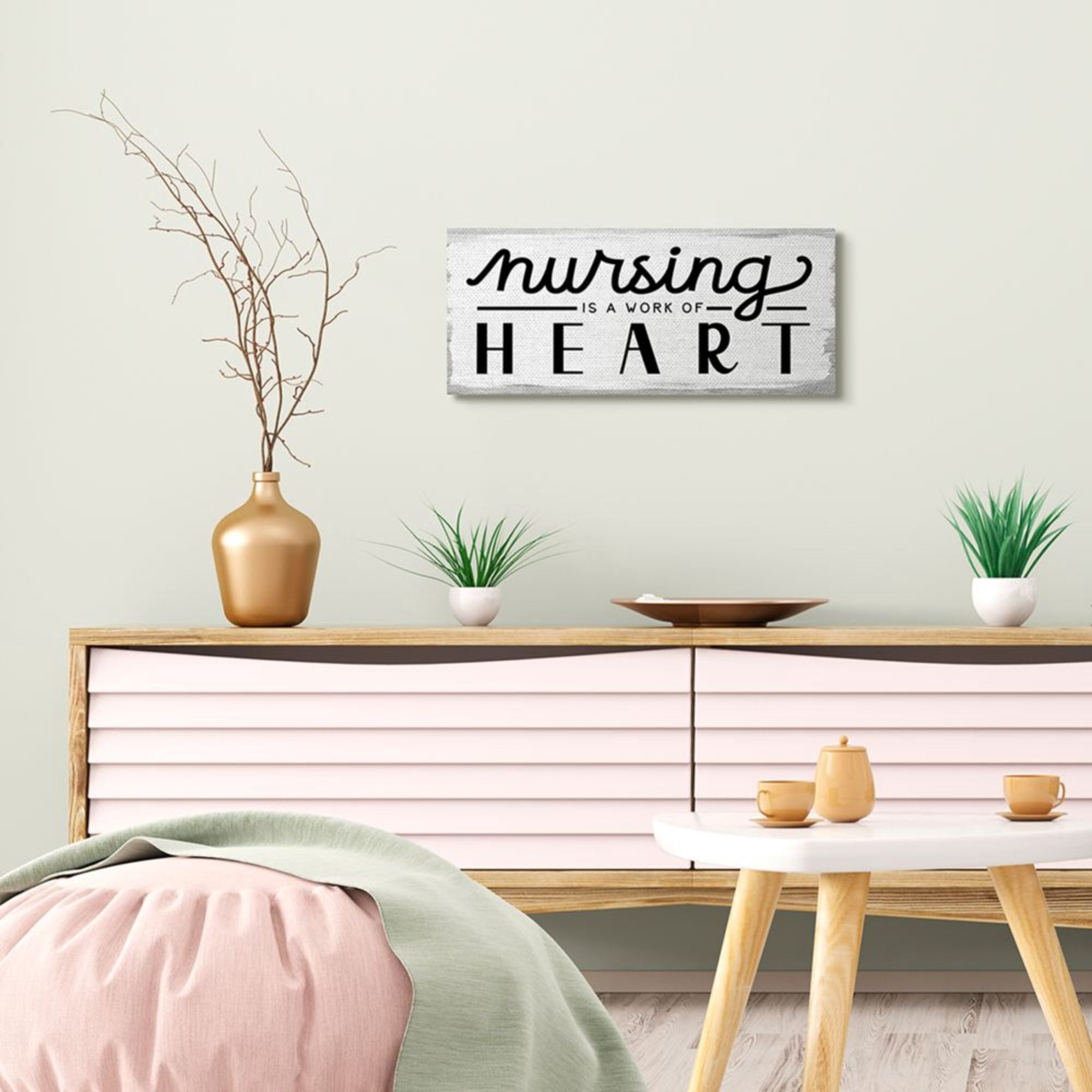 Stupell Industries Nursing is Work of Heart Charming Appreciation Sign Design by Daphne Polselli, 10" x 24"