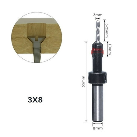 

8mm Shank Countersink Drill Self-Tapping Woodworking Screw Counter Bore Drill