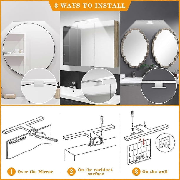 Led Bathroom Mirror Lights 6w 600 Lumens, Bathroom Light 30cm Cool White 6000k, Ip44 Waterproof Bathroom Wall Light