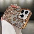 thumbnail image 2 of For iPhone 15 Pro Max Luxury Flash Glitter Flowers Square Plating Frame Phone Case For iPhone 11 12 13 14 Soft Protective Cover Gold Plating Case For iPhone 14, 2 of 6