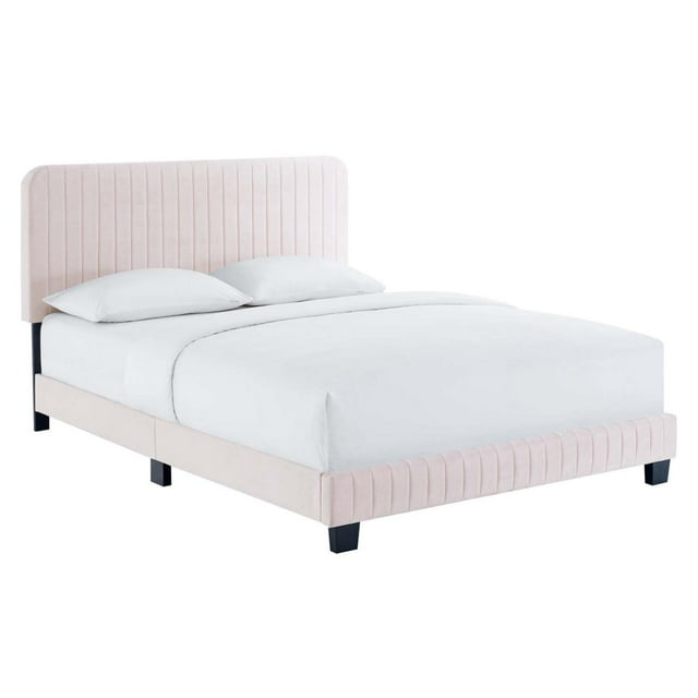 Modway celine channel Tufted Performance Velvet Platform Bed, Queen, Pink