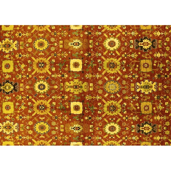 Ahgly Company Indoor Rectangle Oriental Yellow Industrial Area Rugs, 2' x 5'