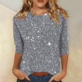 thumbnail image 2 of Women's Mardi Gras Shirts 3/4 Sleeve Tops New Orleans Crew Neck Carnival Party Tshirt Casual Crewneck Blouse, 2 of 5
