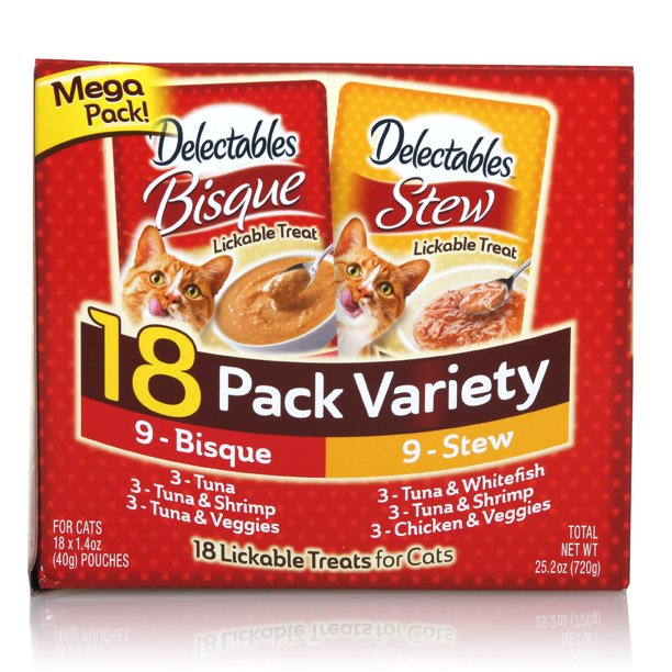 Delectables Lickables Cat Treats Bisque & Stew Variety Pack, 18 Count