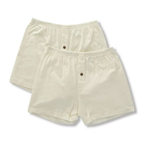 Cottonique Men's Cottonique M27714 Latex Free Organic Cotton Boxers 2 Pack