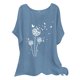 thumbnail image 1 of Gibobby Camisetas de verano para mujer Verano mujer manga corta cuello redondo flor camiseta Top Casual Slim camisas camiseta blusa(Azul,G), 1 of 5