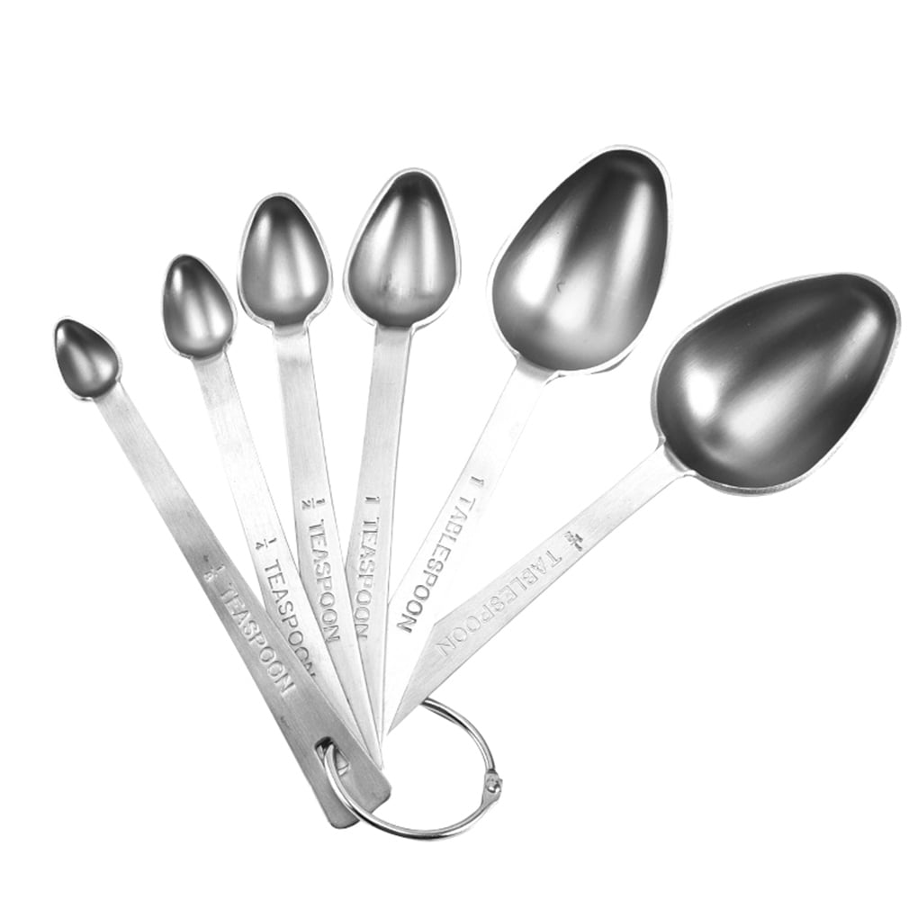 6pk kitchen Stainless Steel coffee tea measuring spoon set  tablespoon scale 