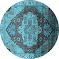 thumbnail image 1 of Ahgly Company Indoor Round Oriental Light Blue Industrial Area Rugs, 5' Round, 1 of 4