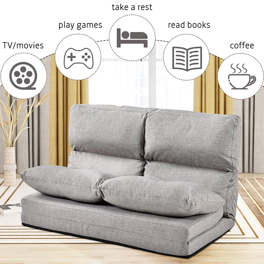 Kepooman Adjustable Folding Fabric Floor Sofa for Living Room Bedroom, 79.6" x W38.2", Gray Kepooman Adjustable Folding Fabric Floor Sofa for Living Room Bedroom, 79.6" x W38.2", Gray