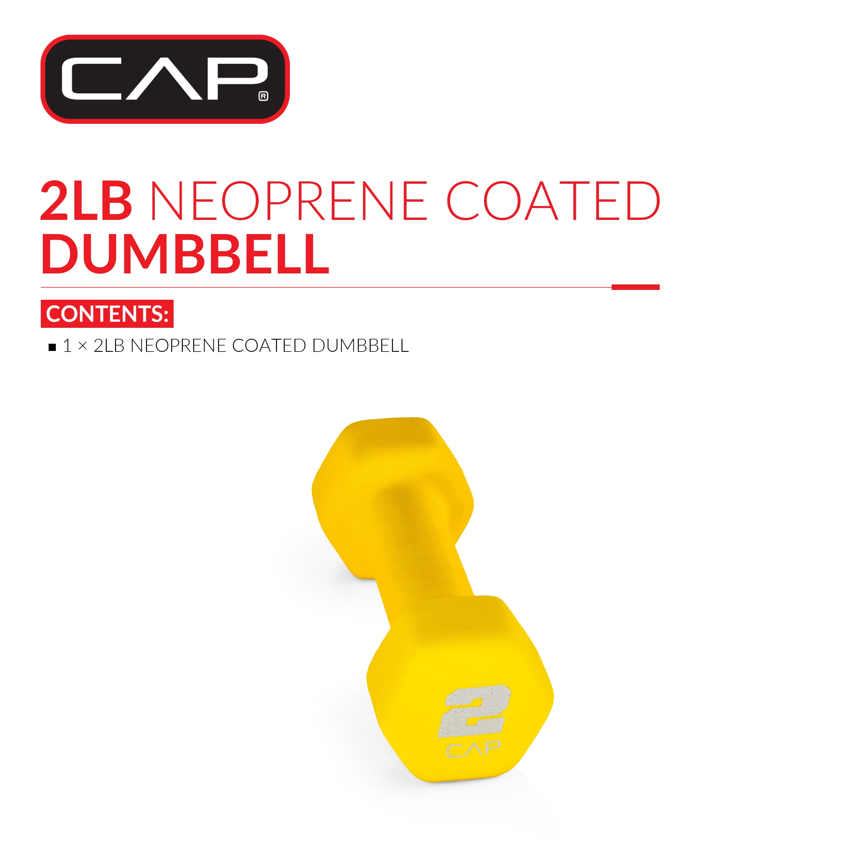 CAP, 2lb Neoprene Dumbbell, Yellow, Single