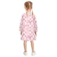 thumbnail image 3 of long-sleeved dress Cartoon Animal Plaid Pink A-line dress with ribbed cuffs Soft and comfortable, 3 of 6
