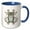 Blue/White, variant on 3drose, Letter M- White Rabbits Monogram with Shells and Crown, 11oz Two-tone Red Mug