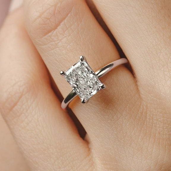 SOLITAIRE JEWELS 2.5ctw Radiant cut moissanite Diamond Engagement Ring 14K White Gold Simple Solitaire Ring for Her