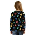 thumbnail image 2 of Xixirimido Colorful Dog Paws Pattern Girls Long Sleeve Shirt Kids Crewneck T-Shirts Trendy 3D Graphic Tie-hem Cute Tees for Fall Winter, Size 5-6, 2 of 7