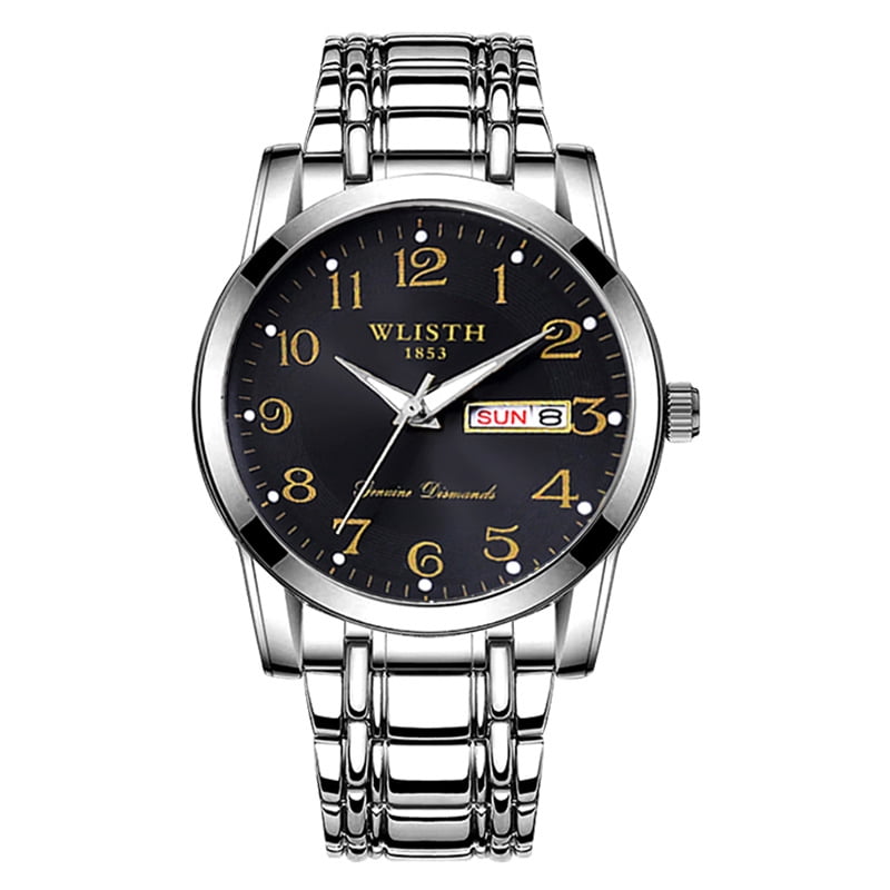 Men's Watch with Dual Calendar, Luminous Function, Large Numbers, Water-Resistant Quartz Digital Watch for Men
