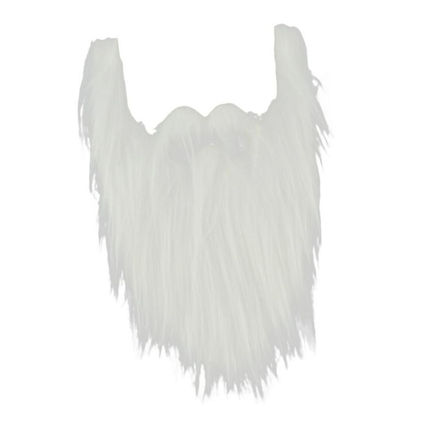Suministros para fiestas de disfraces con bigotes divertidos, barba postiza larga y vello facial para Blanco